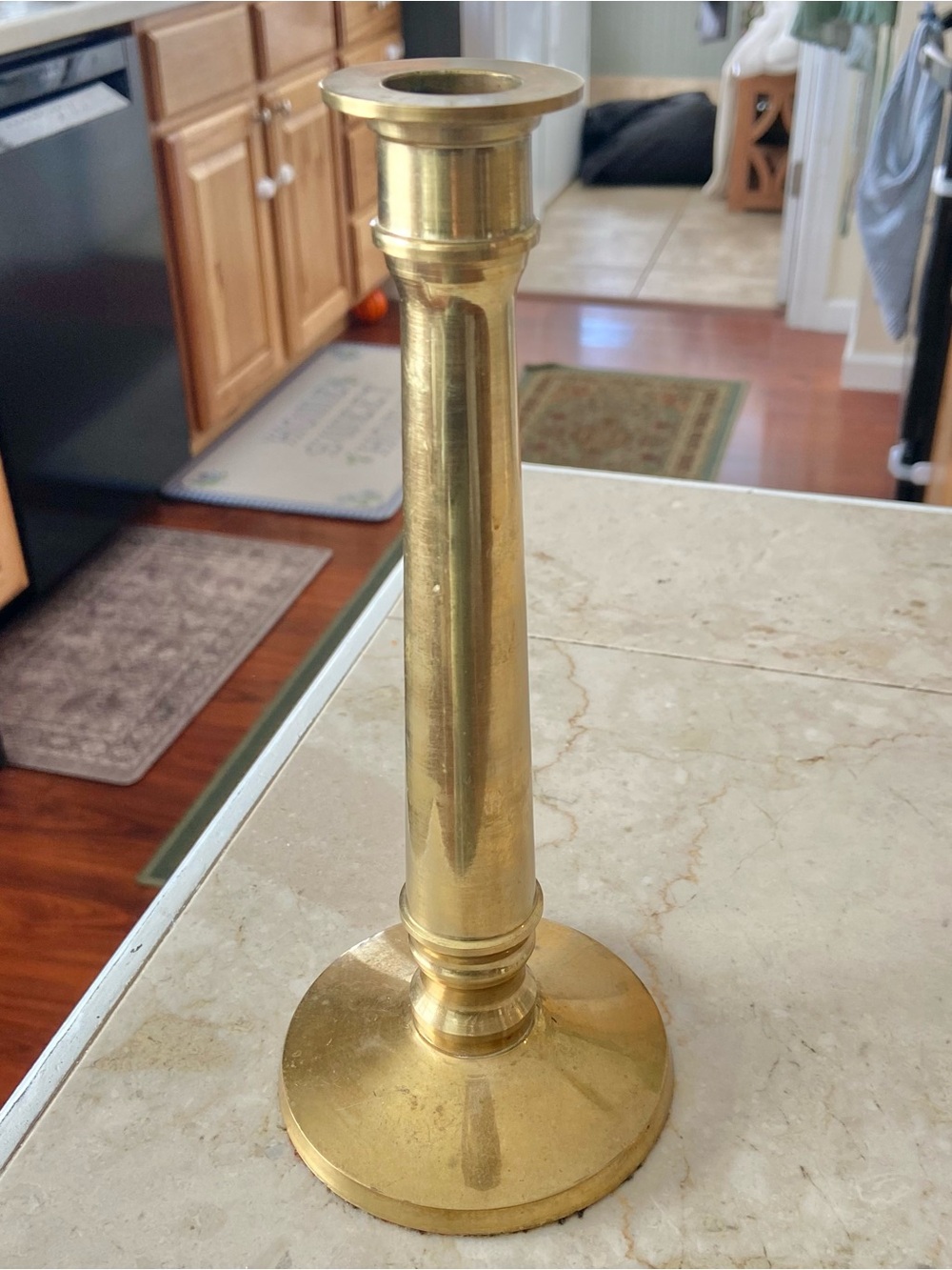Vintage 80s Ralph Lauren Home Brass Candlestick Holder Original Tweed Base